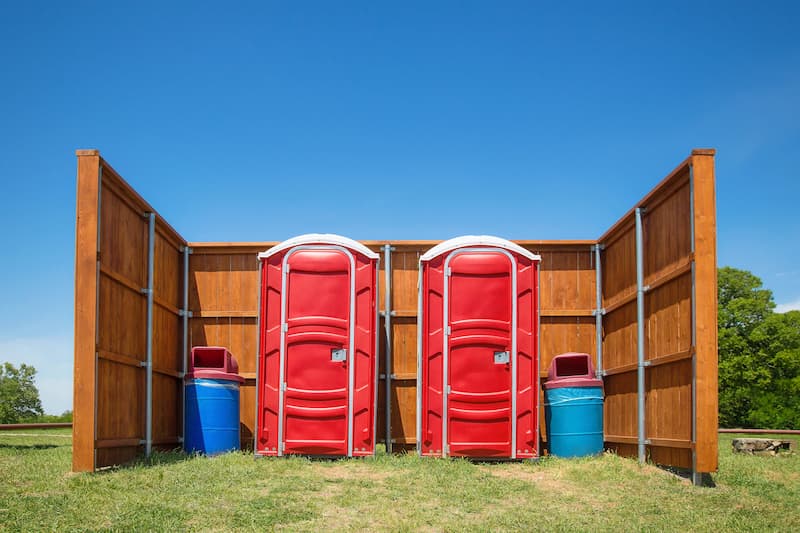 Short-term porta potty units staged for delivery in Frankfort, Kentucky